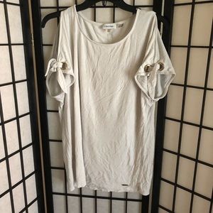 Calvin Klein white top with open sleeves